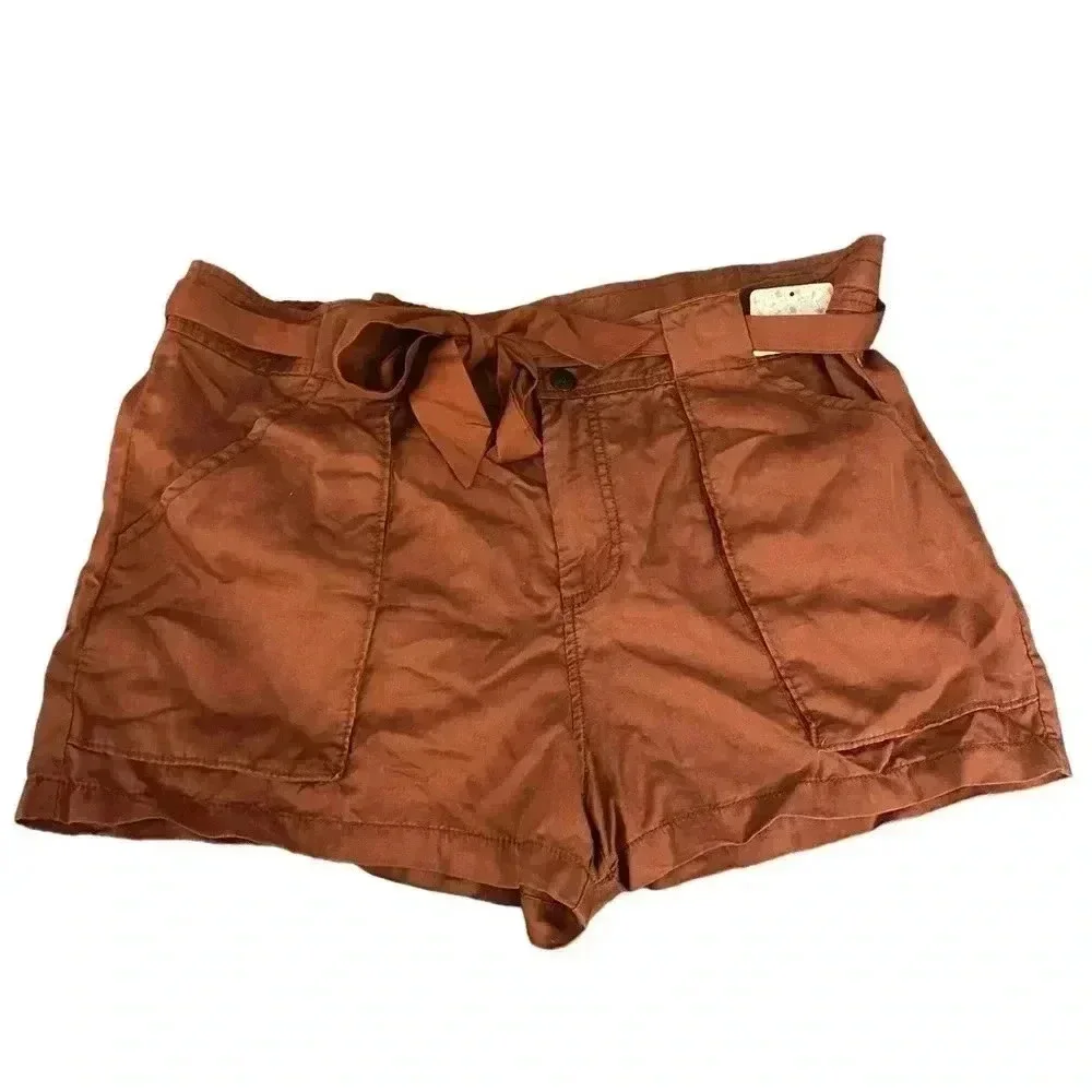 Free People Tie Waist Rust Red Shorts Size 12